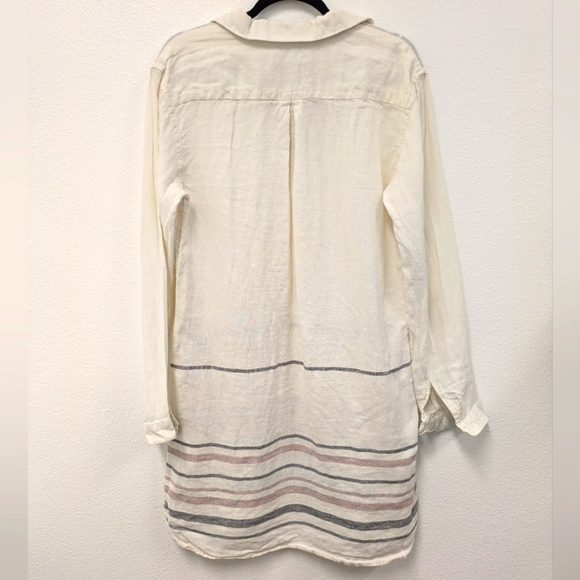 Tahari Ivory Linen Long Sleeve Lightweight Shirt Dress sz S Minimalist Neutral - Picture 7 of 7